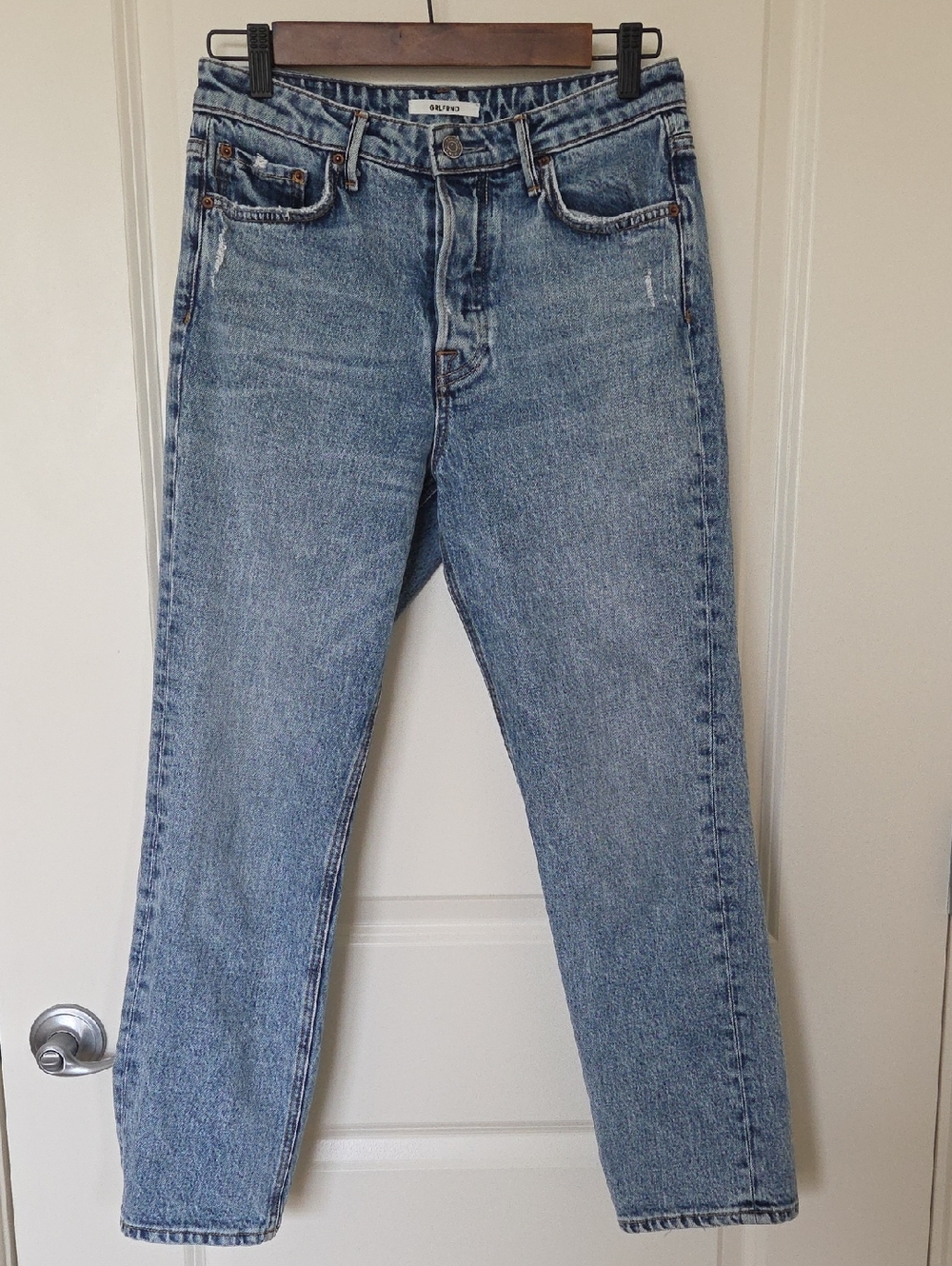 GRLFRND Women's Light Blue Slim Straight Jeans